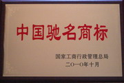 公司商标荣获“中国驰名商标”称号（2010年）